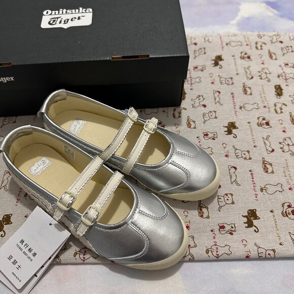 Onitsuka Tiger Mary Jane Ballet Shoes In Silver - Picture 3 of 8